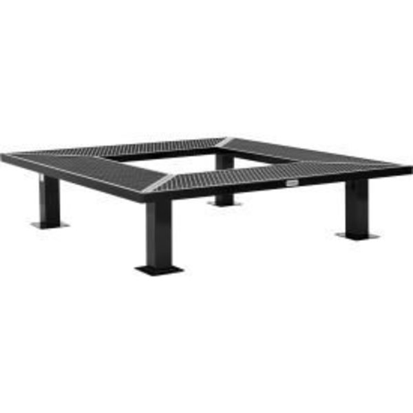 Global Equipment 6' Square Outdoor Tree Bench, Expanded Metal, Black 277510BK